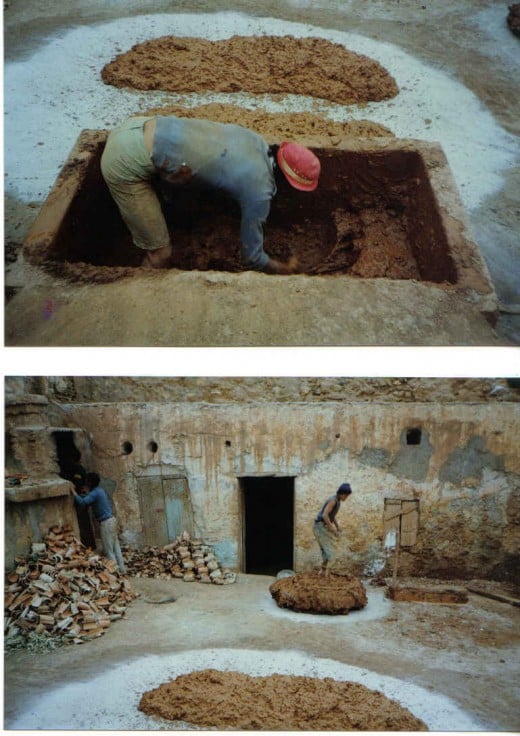 preparing clay, Morocco