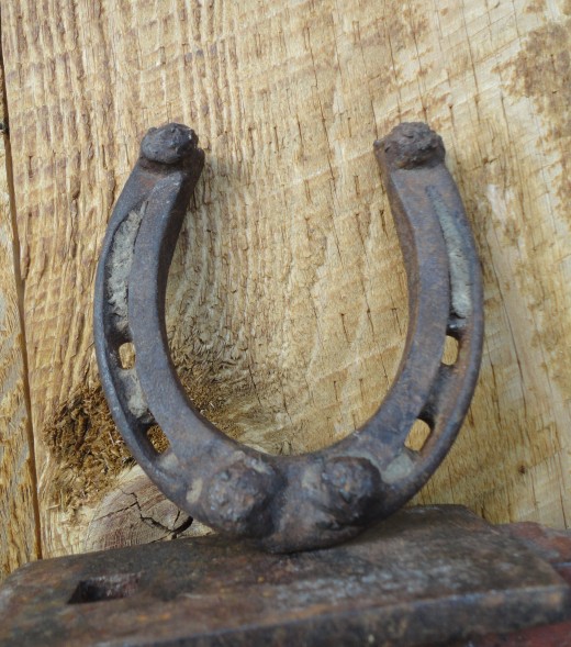 Image of built-up pony horseshoe designed for better traction