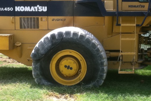Today I heard the loudest noise I've ever heard in my life, the rear tire of a large front end loader belonging to a neighboring company exploded this morning.  Insanely loud.