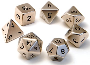 Polyhedral dice come in all sorts of colors and finishes. Find a set you'll enjoy using.