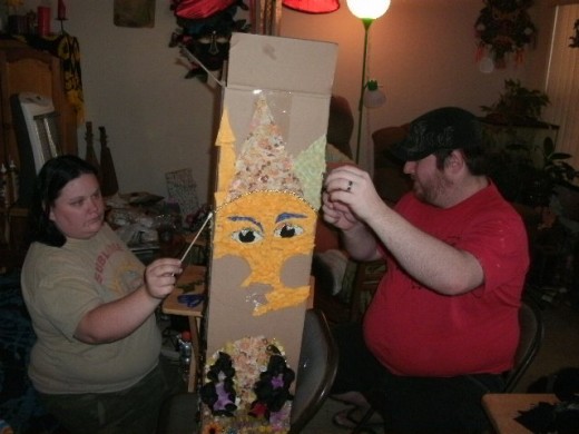 Jason and I making the greenman for the faerie festival