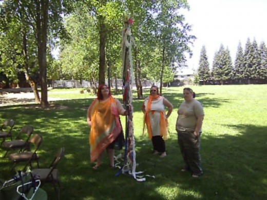 Getting the may pole ready