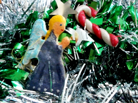 Angel and Candystick salt dough ornaments