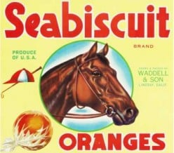 free cross stitch pattern Seabiscuit fruit crate label