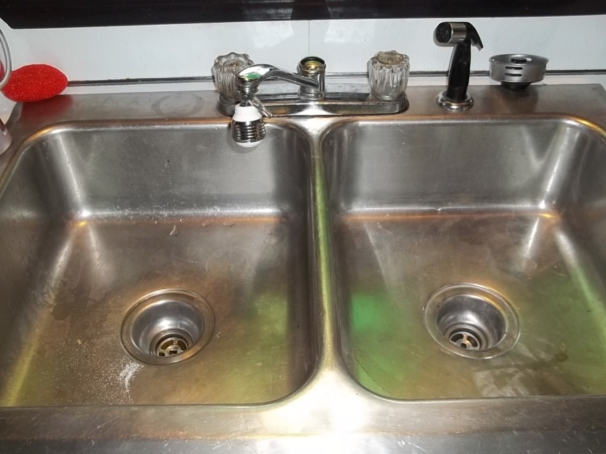 slow draining double kitchen sink