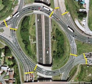 Negotiating the roundabout in Manchester, England can be daunting if you're not used to it.