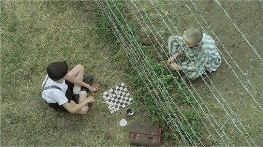 Bruno and Schultz playing a chess game during a scene of ''The Boy in the striped pajamas''