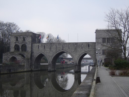 'Pont des Trous' over the Scheldt River, Tournai, Belgium