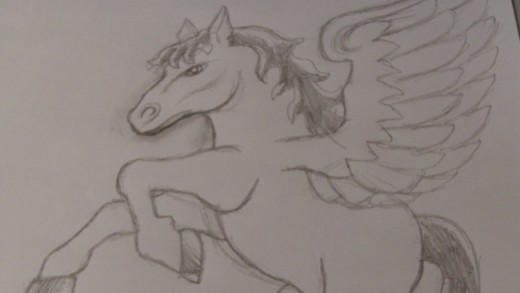 Pencil shade in the front hooves.