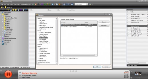 Media monkey options selected from tools in the menu bar