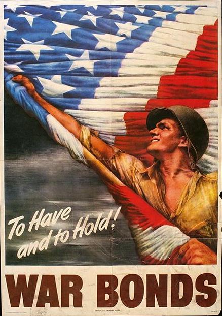 Most war posters always showed a serviceman, smiling and proudly holding Old Glory in the air as a symbol of pride, honor, and victory.