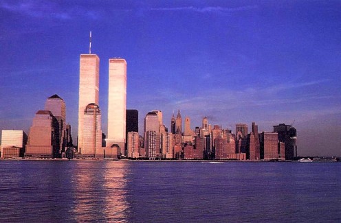 The New York City skyline prior to the 9/11 attacks.