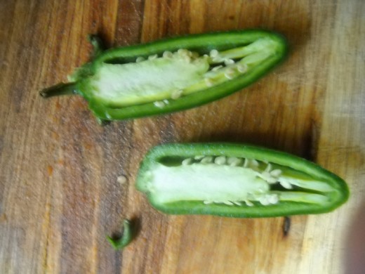 Inside a Jalapeno pepper cut lengthwise