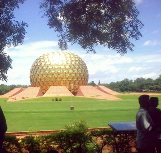 A view of Matrimandir, Auroville, Pondicherry