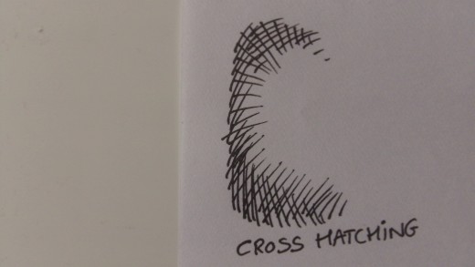 Cross hatching ink sketch technique.