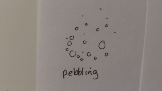 Pebbling ink technique.
