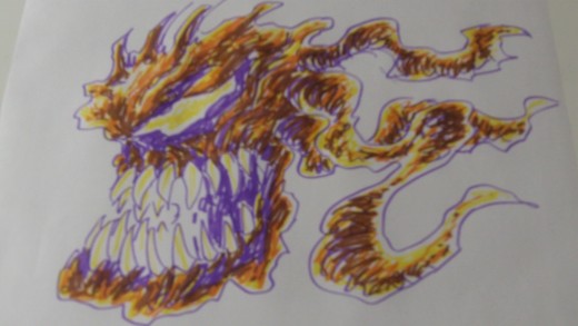 Crayola Supertips quick sketch of a creature.