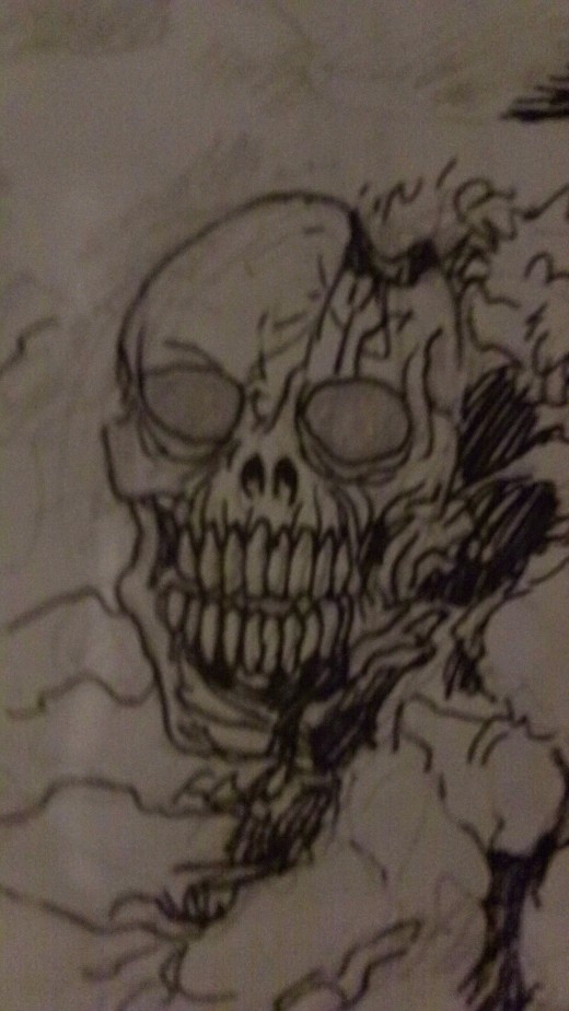 Skull Sketch with pencil and ink!