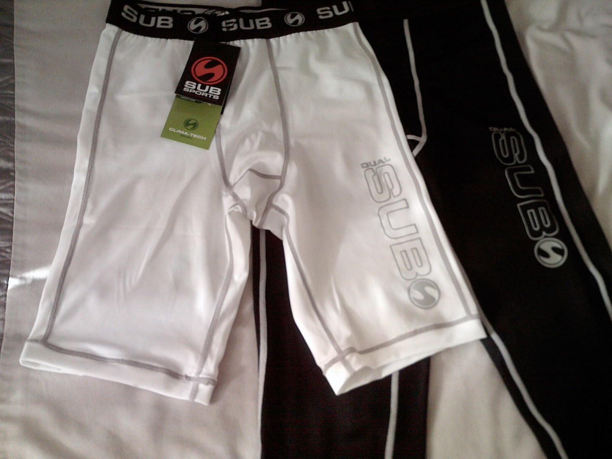 Sub Sports Compression Tights and Compression Shorts In White and Black