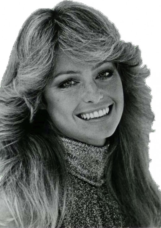 Farrah Fawcett made the feathered look of the fashion hair stamp of the 70's