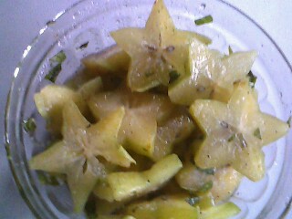 A bowl of Five-Finger or Star Fruit Chow 