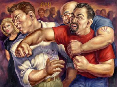 THIS SCENE SAYS IT ALL. IT HAS ANGER, HATRED, VIOLENCE, ALL THE THINGS THAT MAKE FOR INJURY, PAIN, AND LOSS OF FRIENDSHIP AND DIGNITY.