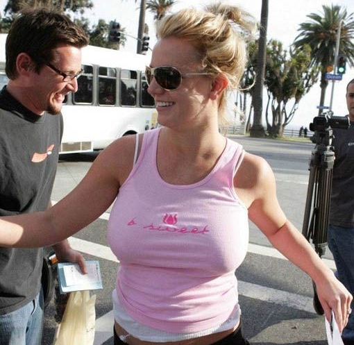 Britney Spears in T-shirt with slogan