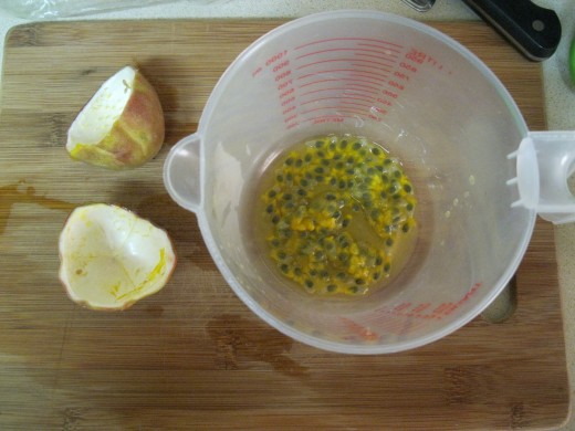 Passion fruit, scraped of seeds and juice