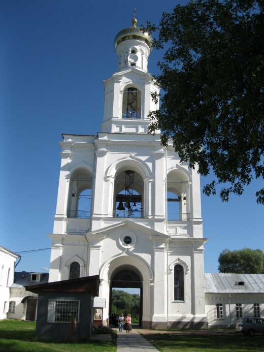 Belfry over Main Entrance to Yuryev (St. George) Monastery outside of Veliky Novgorod, Russia