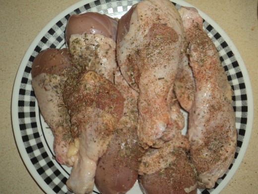 Chicken Covered on Side 1 with Herb Blend