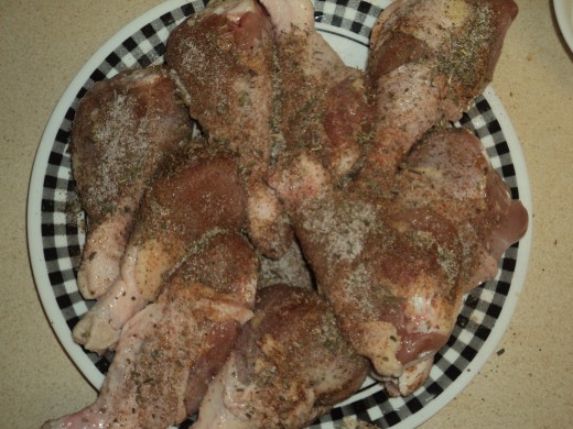Chicken Covered on Side Two with Herbs and Salt and Pepper