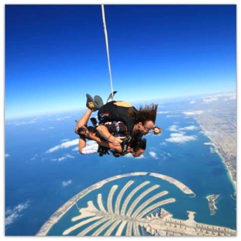 Sky-diving experience over the Palm Islands of Jumeirah, Dubai ( in the pic is  my very "brave & adventurous" cousin, Myra )