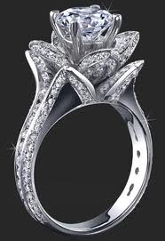14k white gold & diamond ring in a rose setting