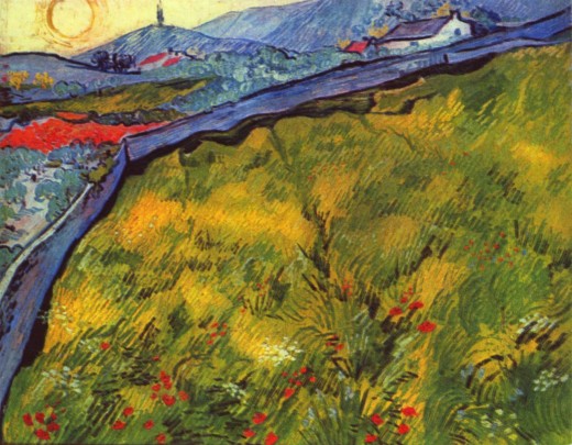 Enclosed Wheat Field with Rising Sun, May 1889 - Vincent Van Gogh