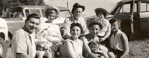 Better days: at the lake for a 1950s picnic.  (My husband is baby on the left.)