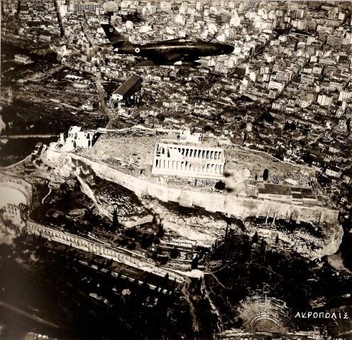 AKROPOLIS ATHENS (NOTICE THE AIRCRAFT / RF-84 / ABOVE THE AKROPOL)