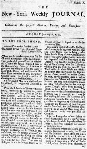 1733 New-York Weekly Journal