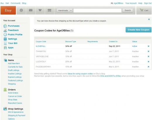 Coupon codes can be fun and silly. I like how easy it is to activate and deactivate the codes.