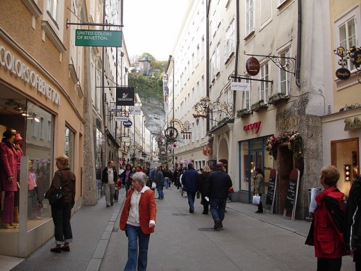 Getreidegasse, the main street for shopping  and business in Old Town, Salzburg in Austria, and another scene location from the movie.