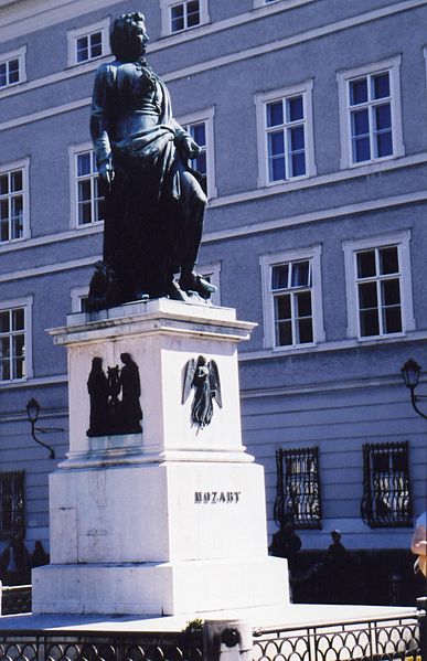 Statue of Wolfgang Mozart who was born in  Salzburg, Austria.  