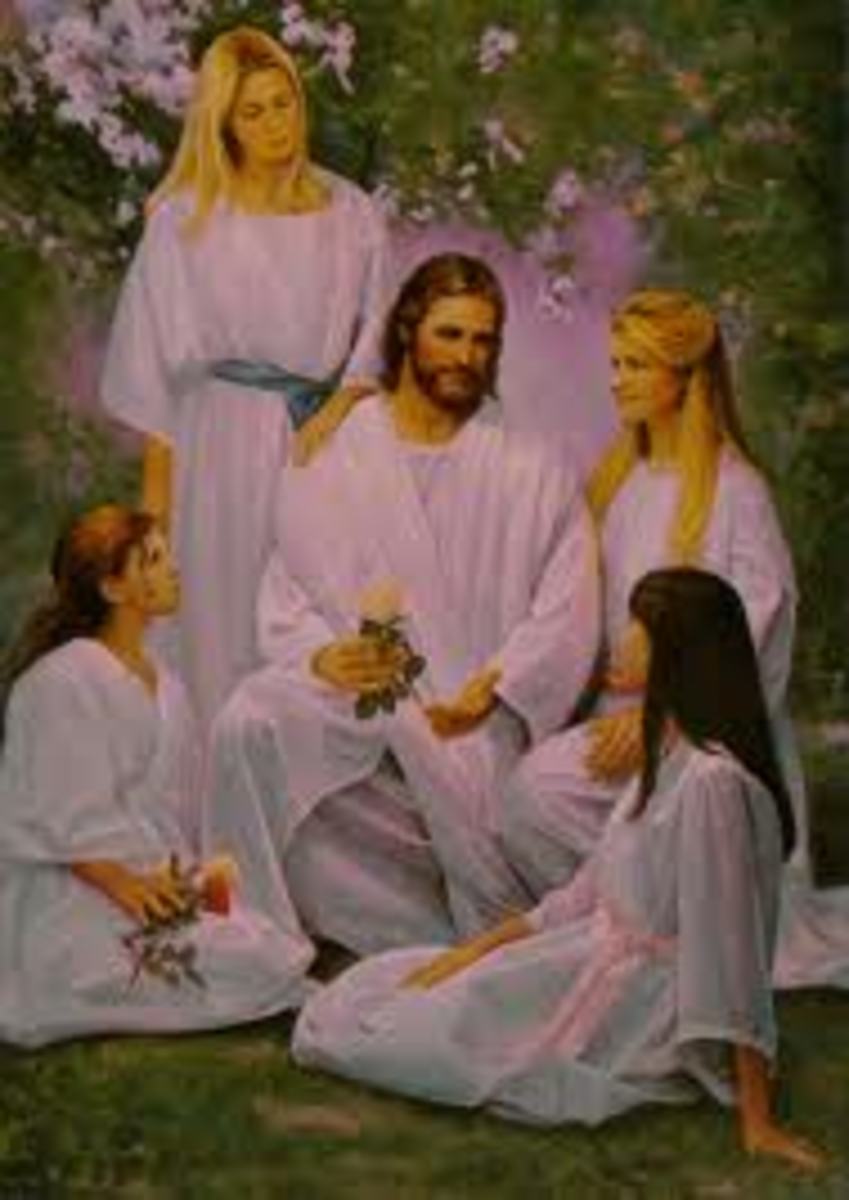 The Mormon Jesus sharing the fullness of the everlasting gospel with some Mormon girls.