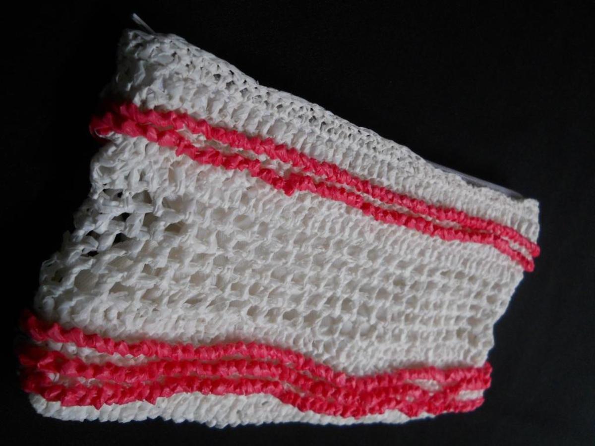 BROKEN PROMISE Crochet Pouch photographed from another angle