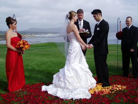 A man and a women getting married.