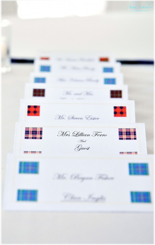 Place cards designed and printed out by my husband