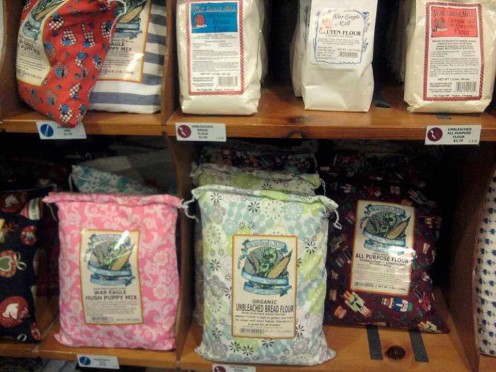 Flour bedecked in floral flour sacks as in days gone by....big enough for dish towels and colorful enough for quilts!