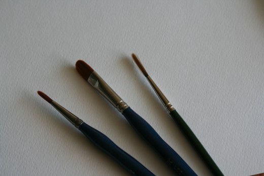 These are my three most used brushes, being the best for detailed and very detailed work.  From left to right are the medium, large, and fine.