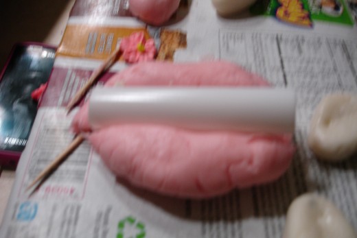Making the base of a Hello Kitty.