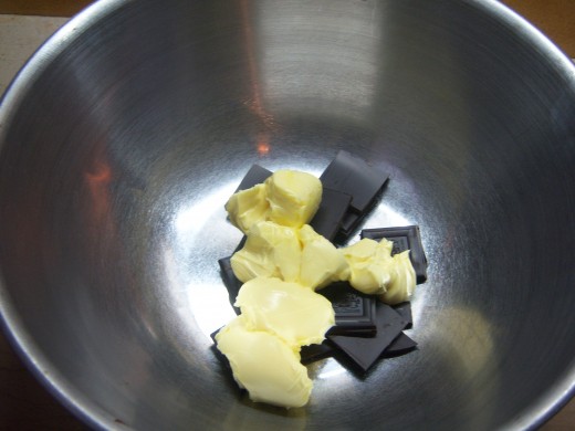 2. Put the dark chocolate and butter in a large heatproof  bowl.