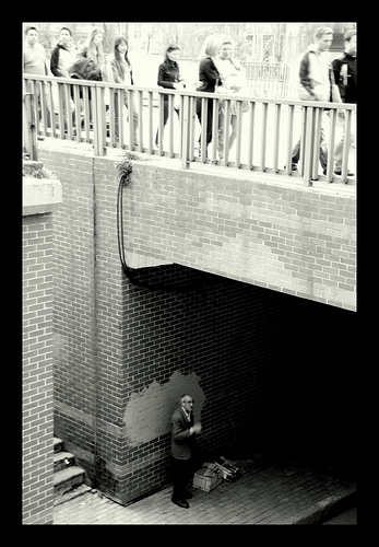 See the lonely man under the bridge. This is where lonely people go when they are stood-up.