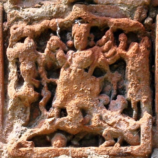 Terracotta of Raj Rajeswari temple : Singabahini Durga